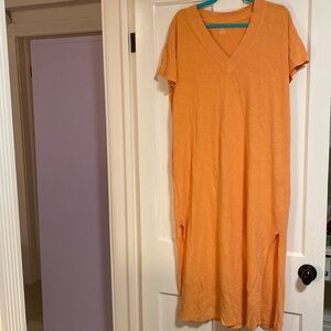 Bright and comfy Aerie maxi lounge orange v-neck tshirt dress 100% cotton NWOT